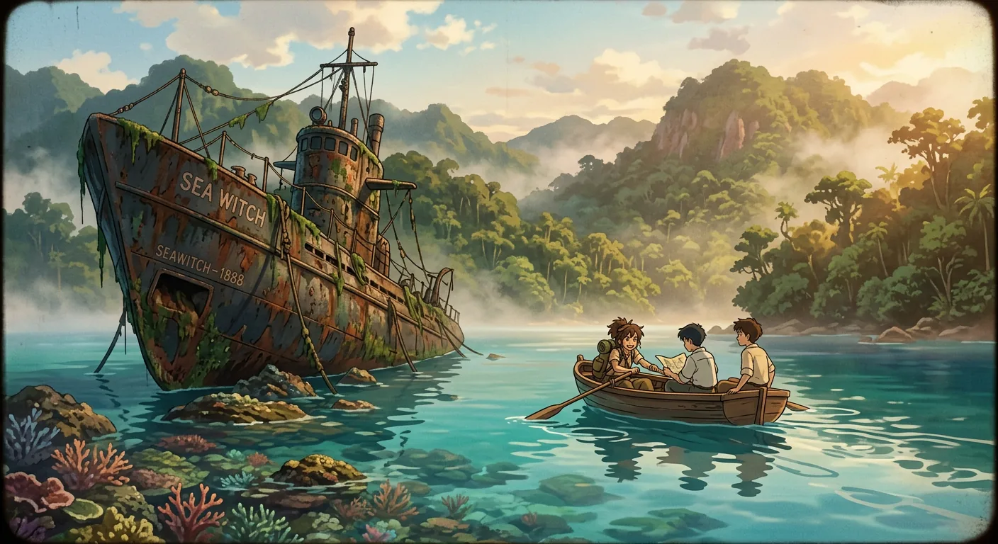 Stranded in Treacherous Coral Waters illustration