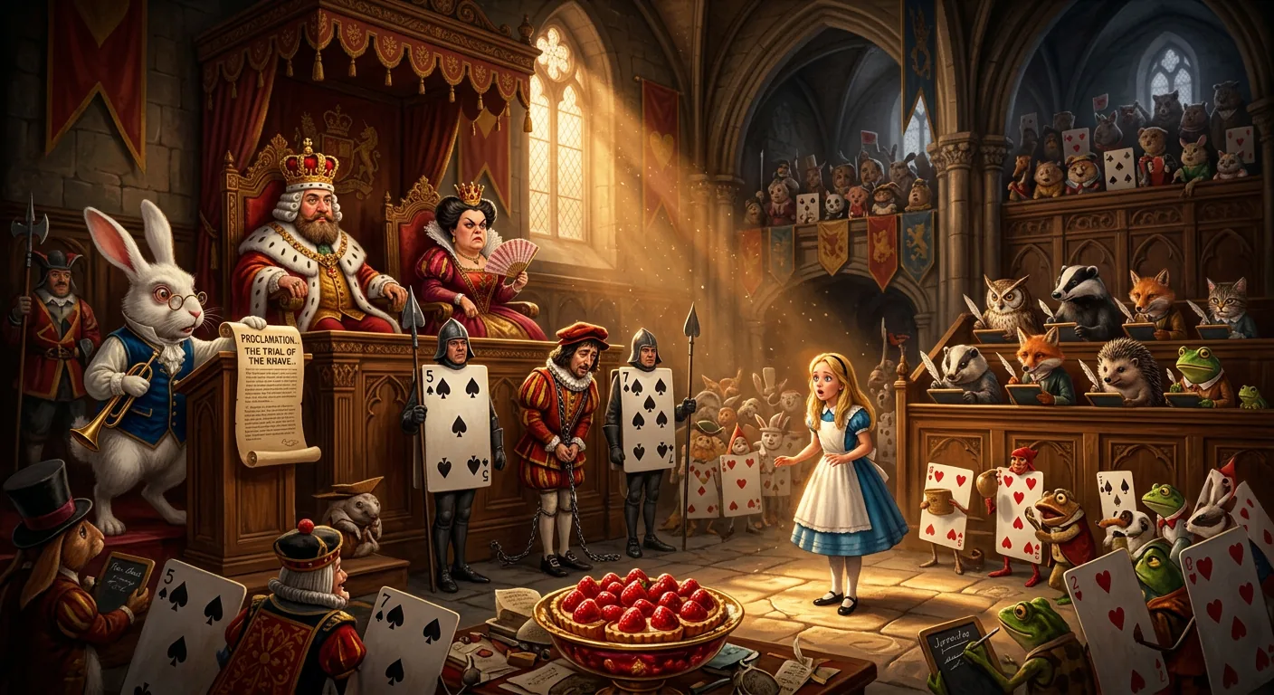 A Courtroom of Nonsense and Tarts illustration