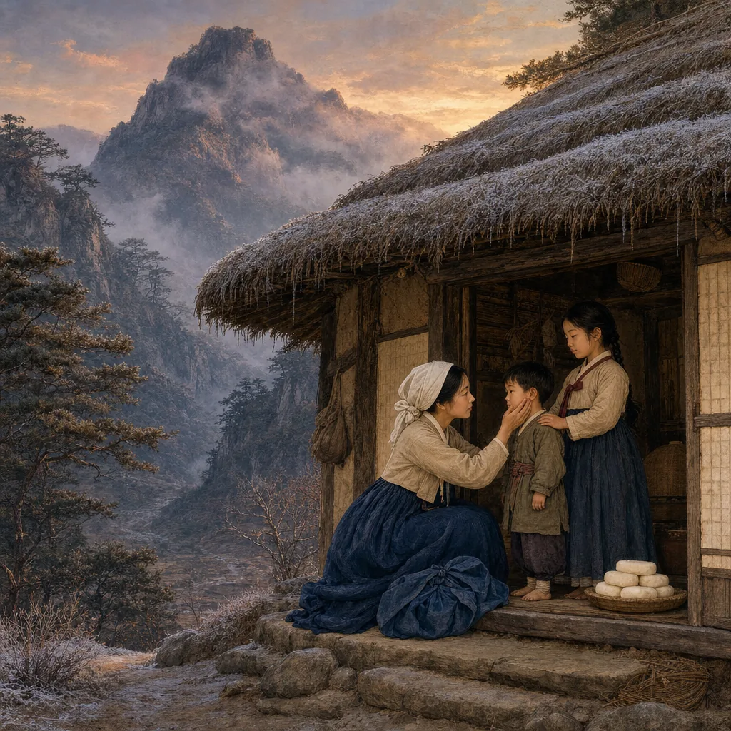 The Widow and the Rice Cakes illustration