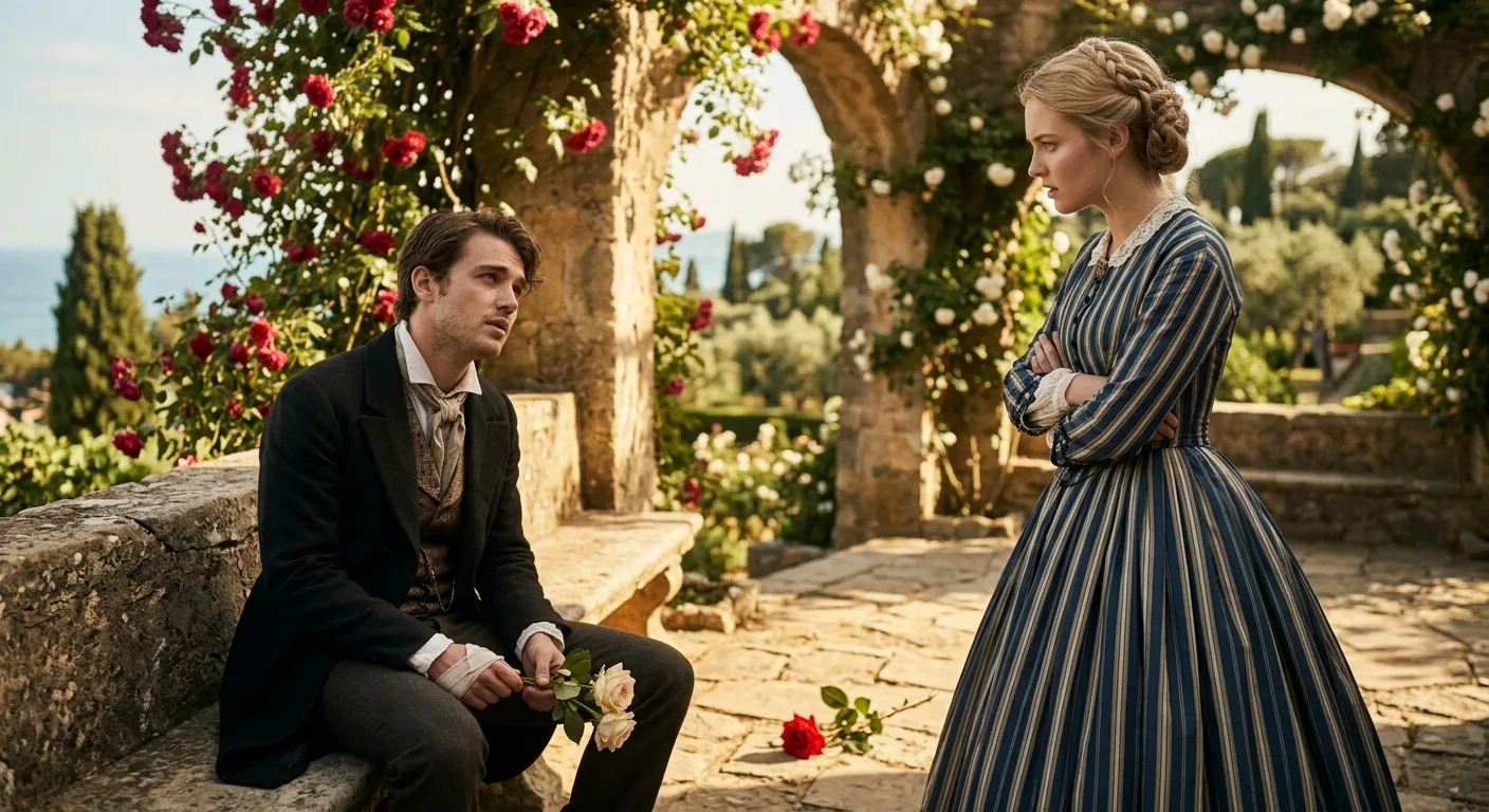 Roses, Thorns, and Drifting Hearts illustration