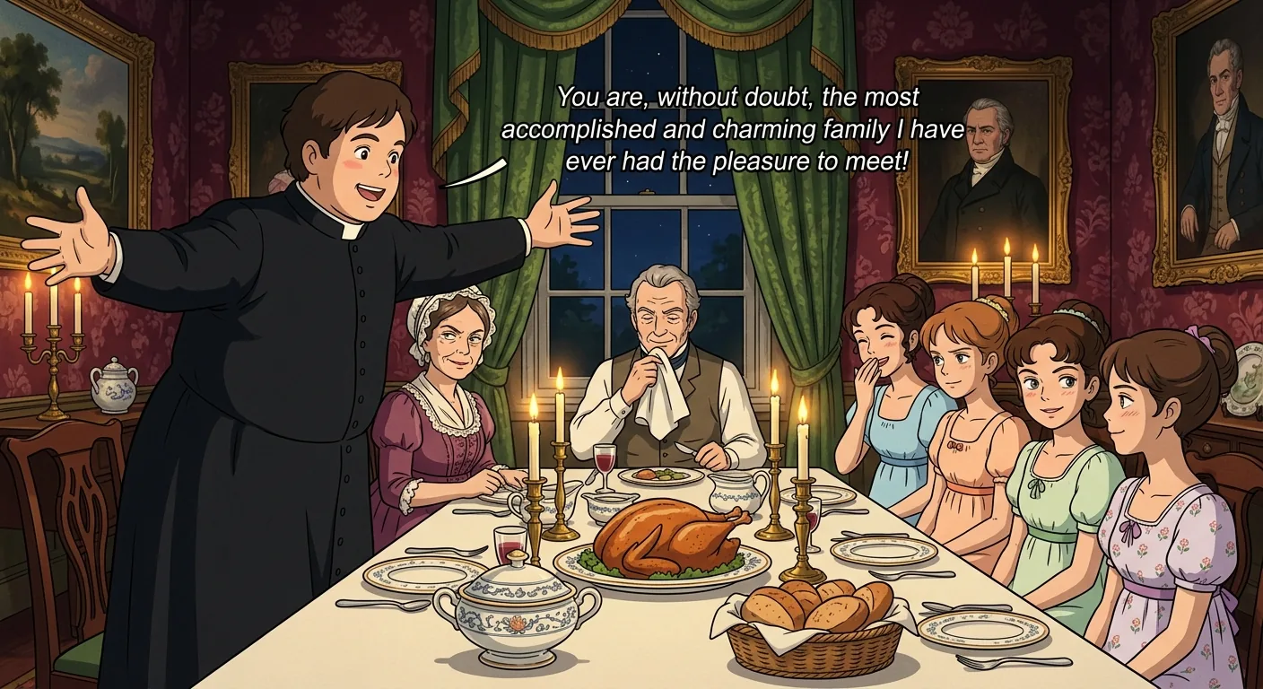 The Arrival of Mr. Collins illustration