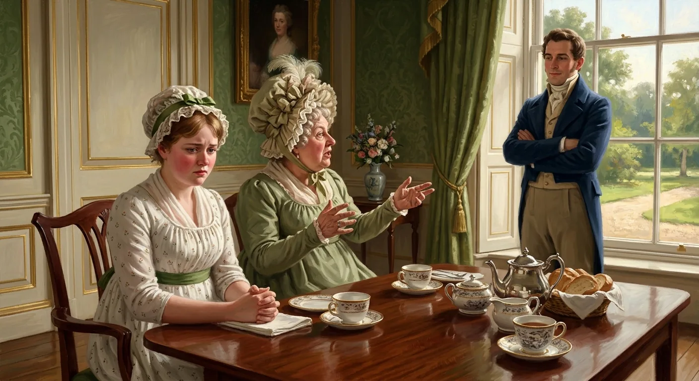 Mrs. Bennet's Triumphant Visit to Netherfield illustration