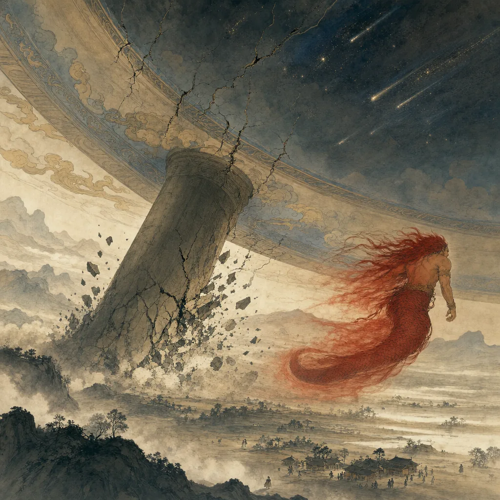 Gonggong Strikes Mount Buzhou illustration