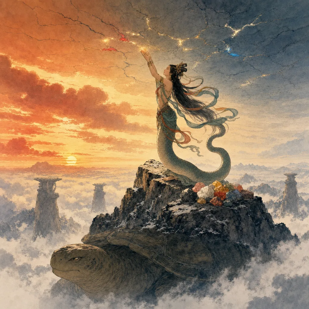 Nuwa Mends the Sky illustration