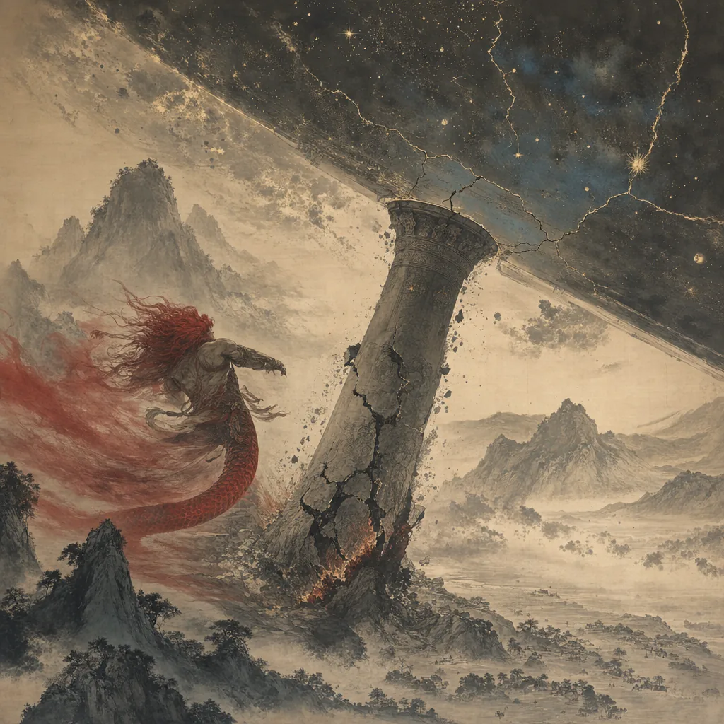 Gonggong Strikes Mount Buzhou illustration