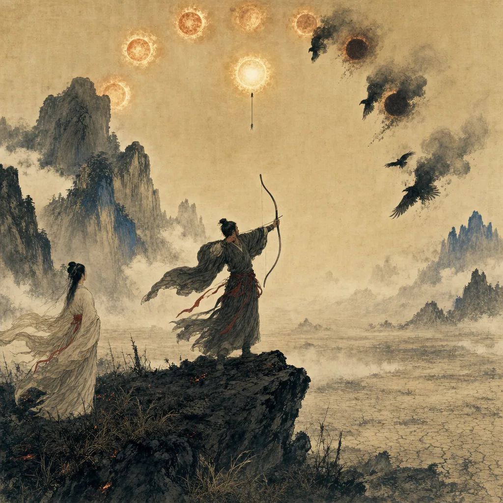 Hou Yi Shoots the Suns illustration