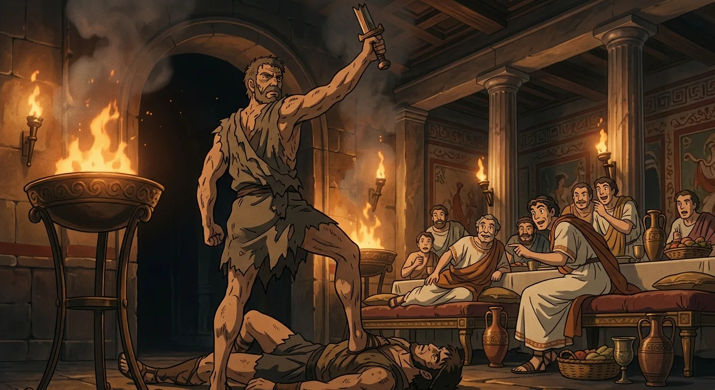 The Beggar's Brawl at the Door illustration