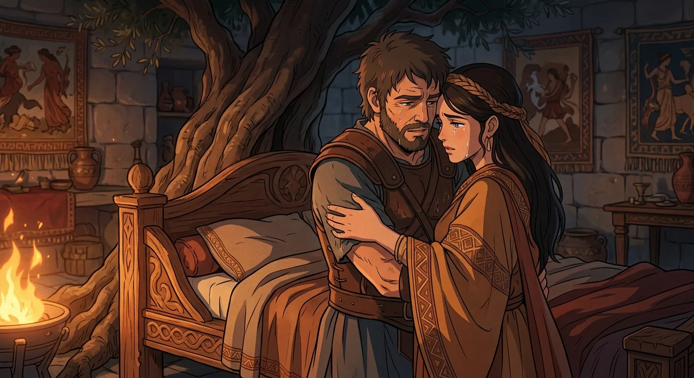 Penelope Tests the Stranger by the Fire illustration