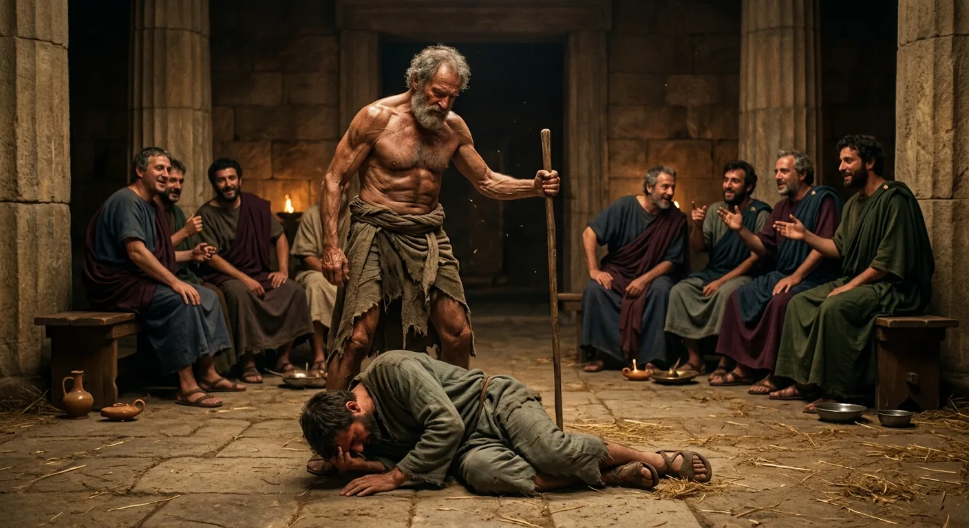 The Beggar's Brawl at the Door illustration