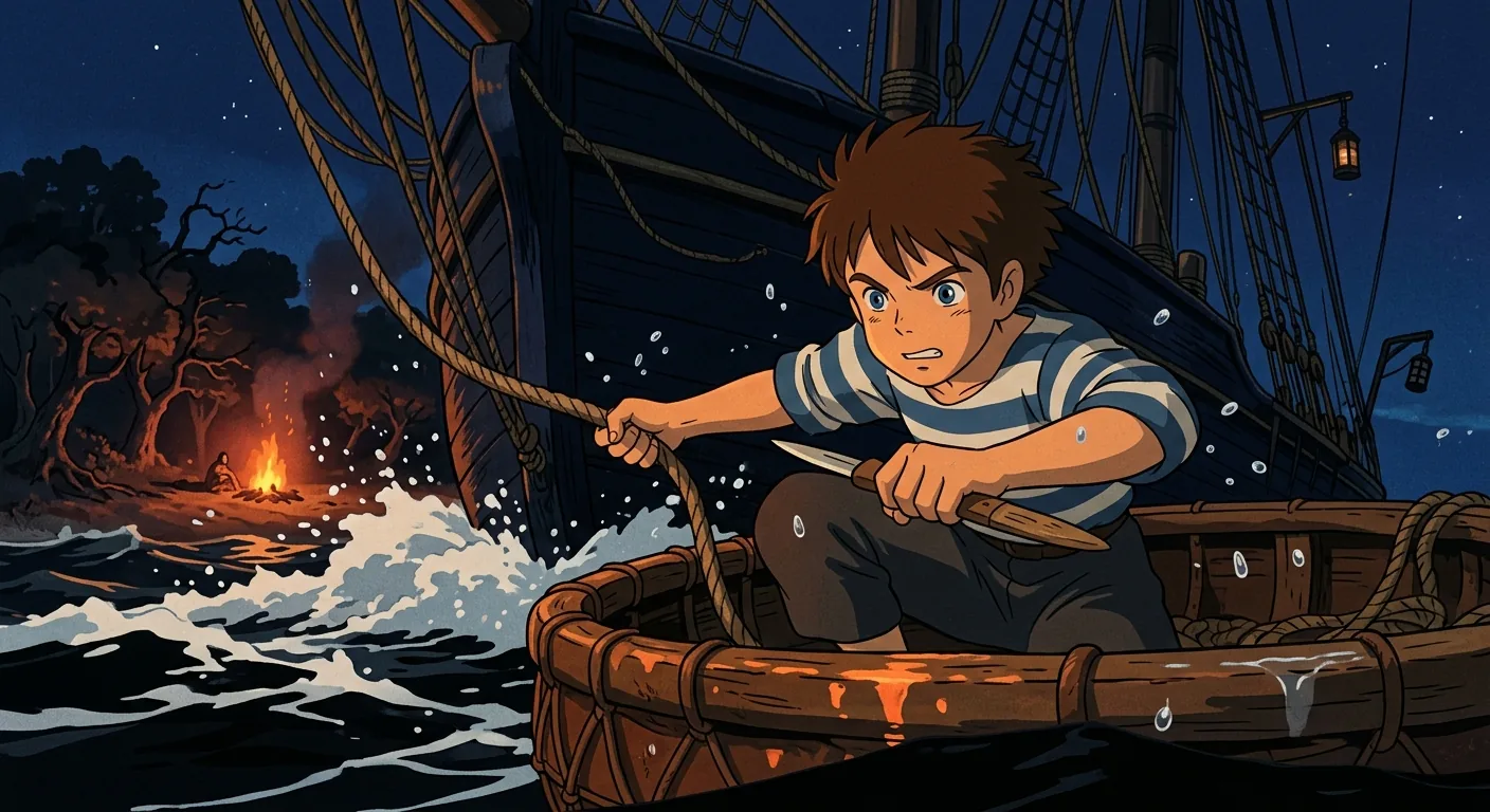 A Coracle's Wild Drift to the Ship illustration