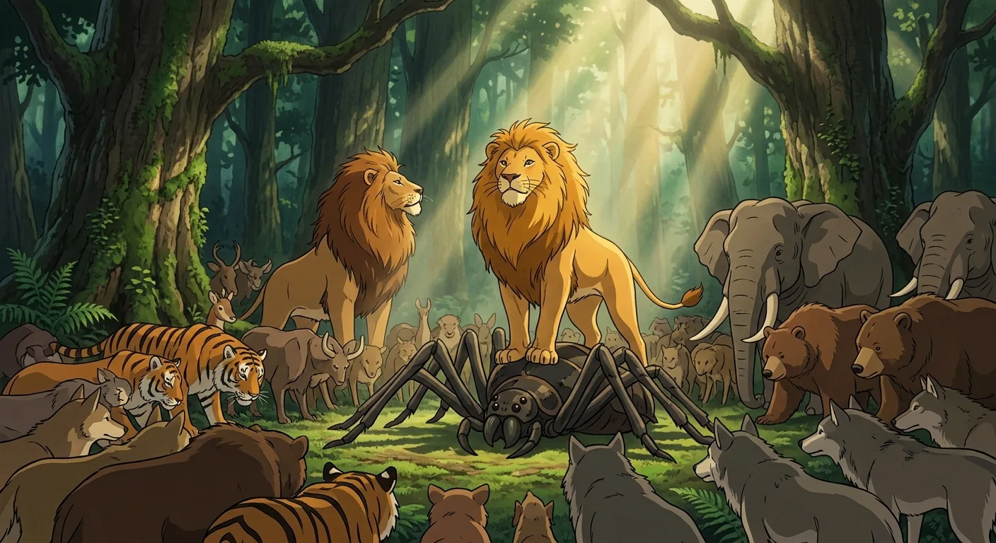 The Lion Claims His Forest Throne illustration