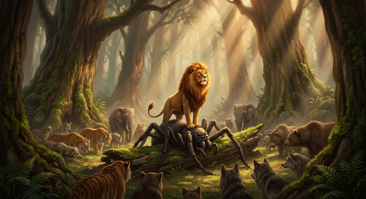 The Lion Claims His Forest Throne illustration
